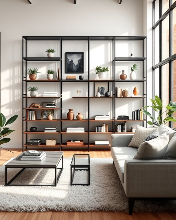 urban industrial black shelves