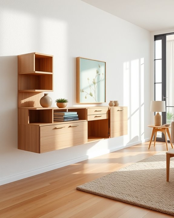 versatile floating storage cabinet