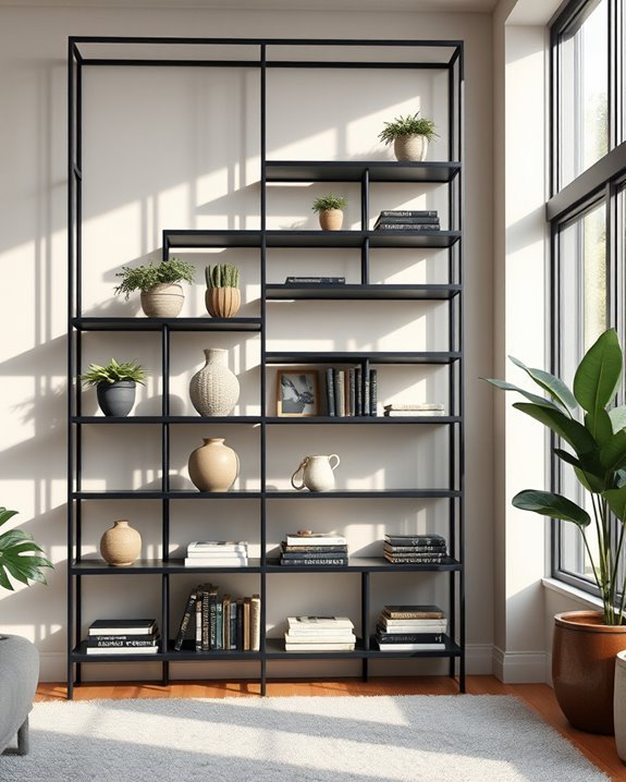 versatile multi tiered black shelves