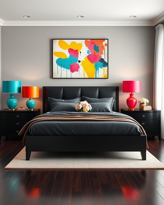 vibrant accents brighten dark furniture