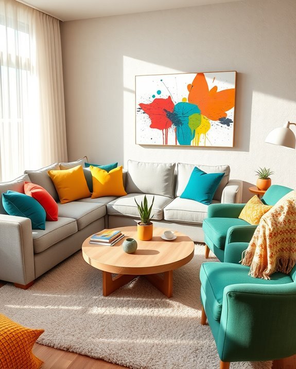 vibrant accents enhance atmosphere