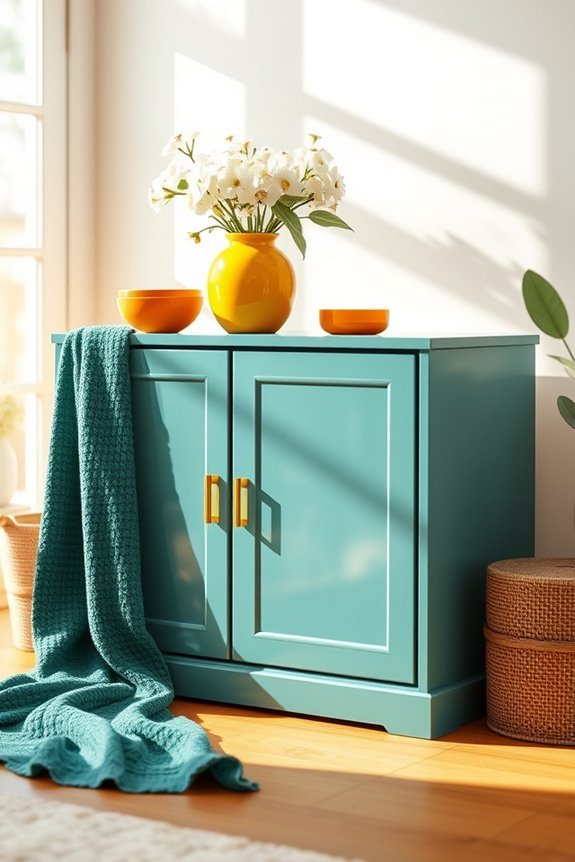 vibrant accessories enhance decor