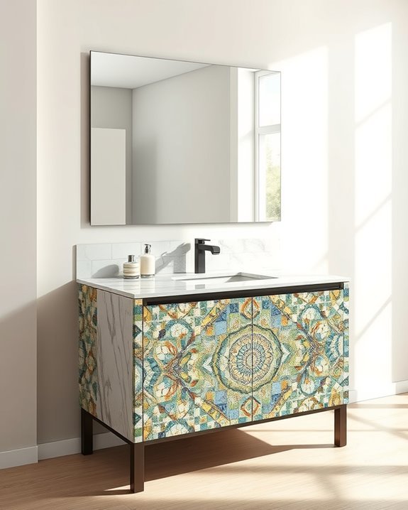 vibrant artistic mosaic vanities