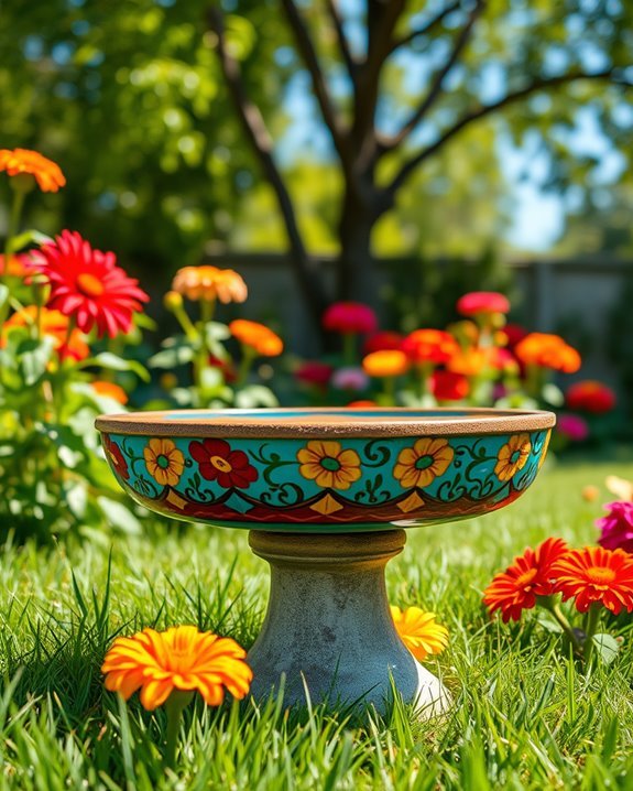 vibrant backyard birdbath designs