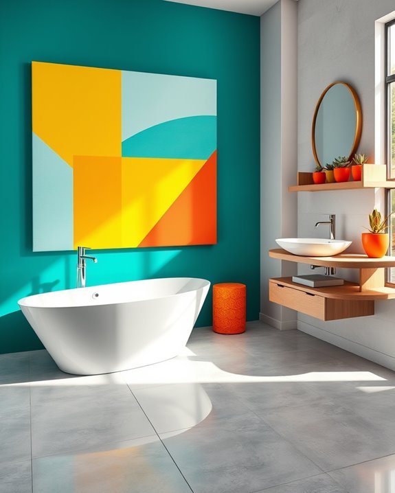 vibrant bathroom color accents