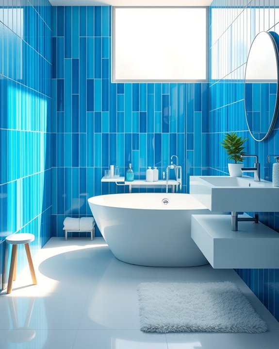 vibrant blue playful tiles