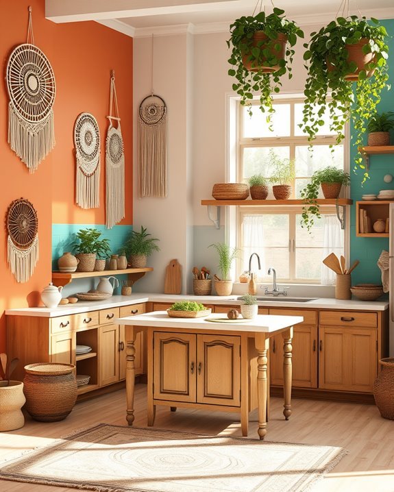 vibrant bohemian kitchen accents