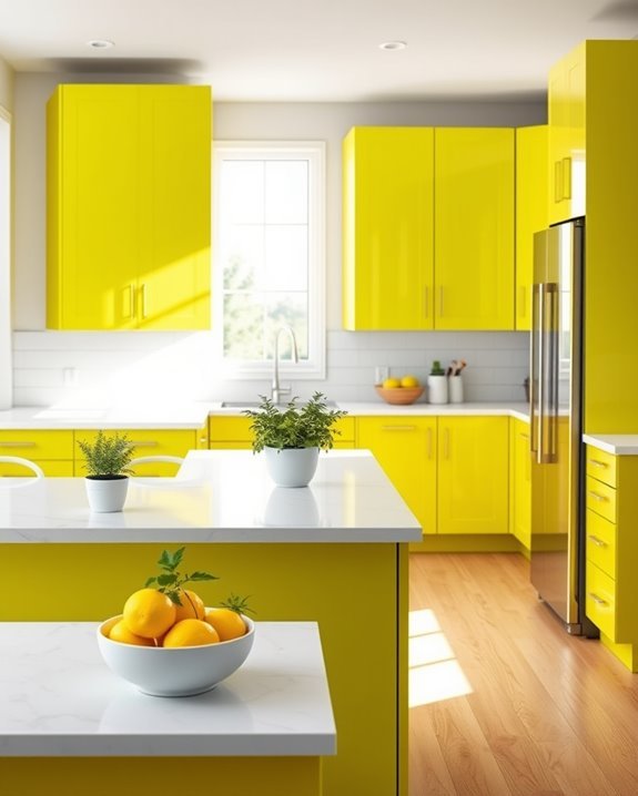 vibrant chartreuse kitchen cabinets