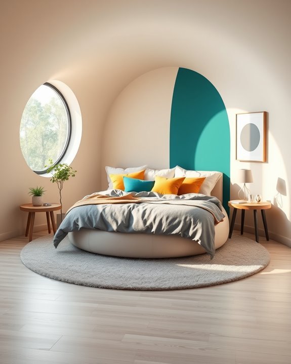 vibrant color block bedroom