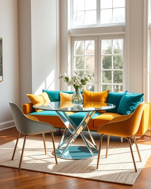 vibrant color block sofas