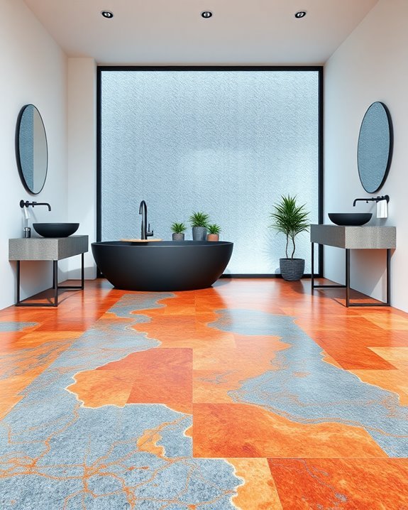 vibrant colored concrete accents