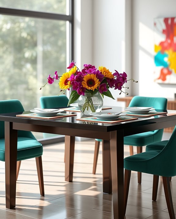vibrant dining table accents