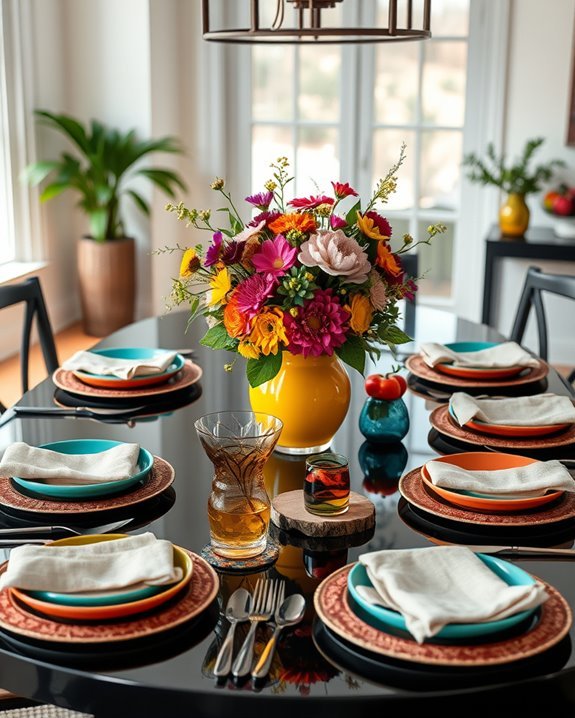 vibrant dining table decor