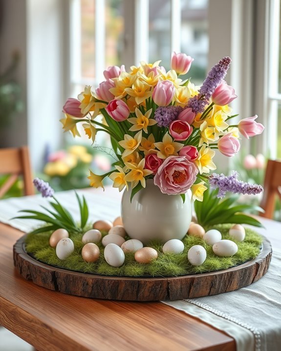 vibrant easter table centerpiece