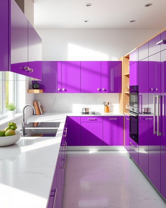 vibrant electric purple kitchen