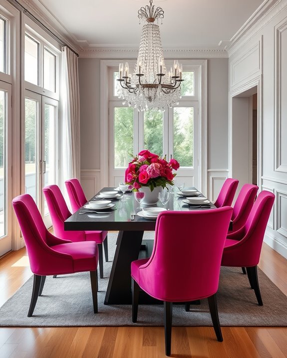 vibrant fuchsia dining transformation