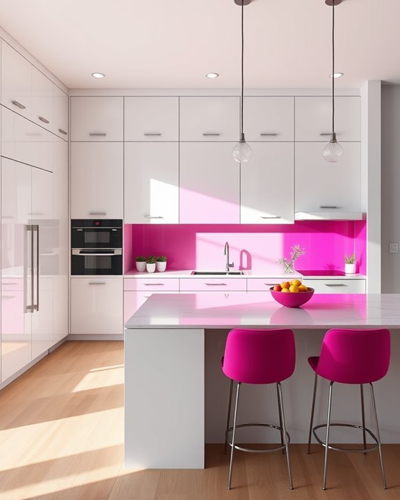 vibrant fuchsia kitchen accents