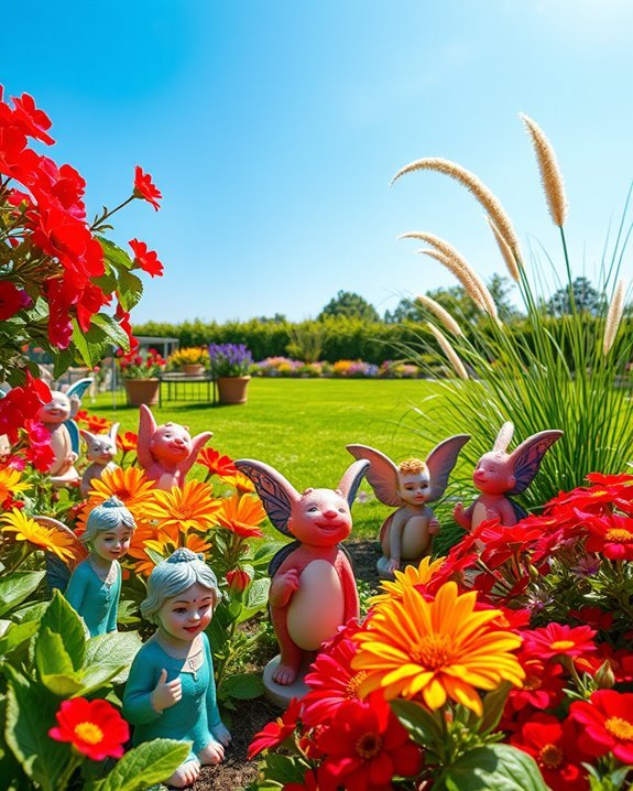 vibrant garden statues enhance