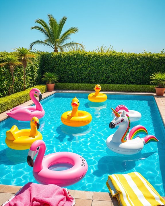 vibrant inflatable pool floats