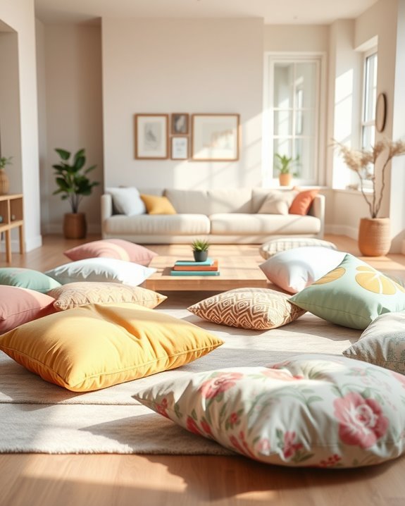 vibrant inviting floor cushions