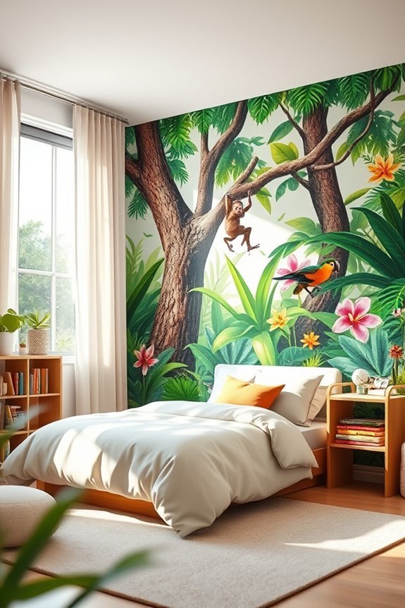 vibrant jungle adventure mural