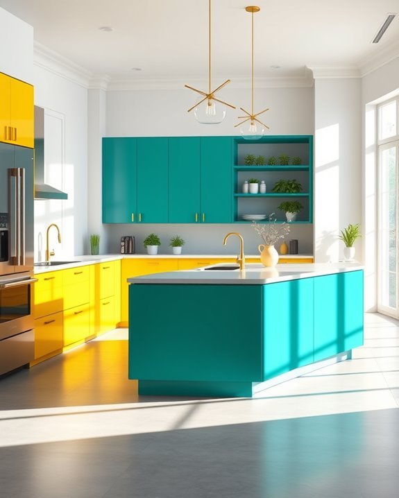 vibrant kitchen island design