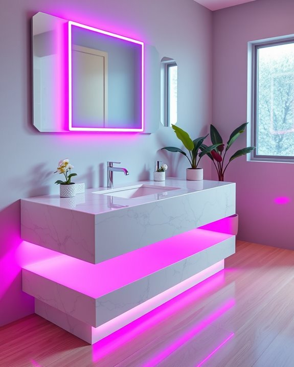 vibrant neon bathroom accents