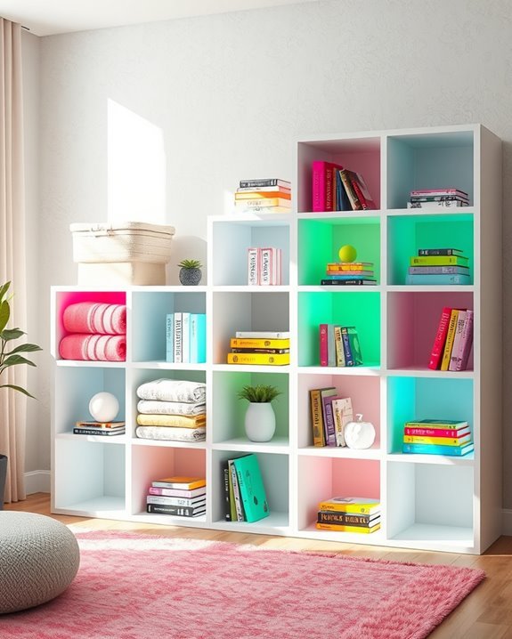vibrant neon storage accents