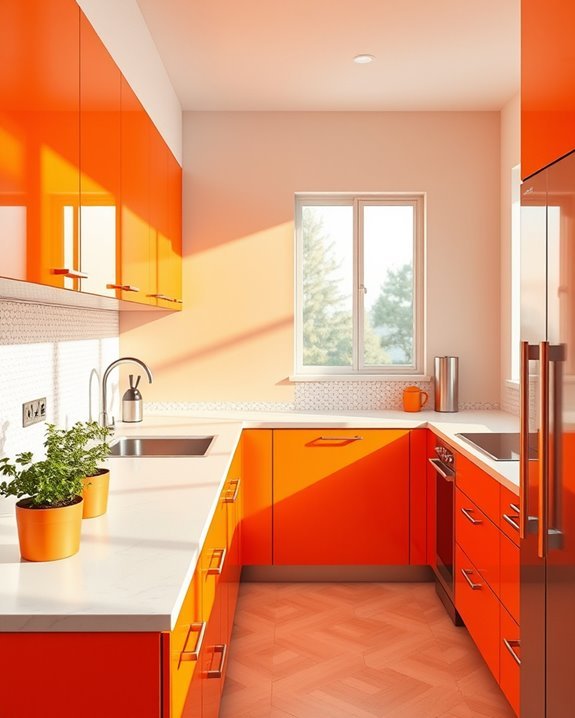vibrant orange kitchen accents