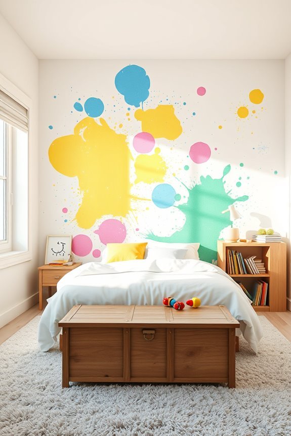 vibrant paint splatter decor
