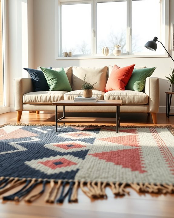 vibrant playful fringe rugs
