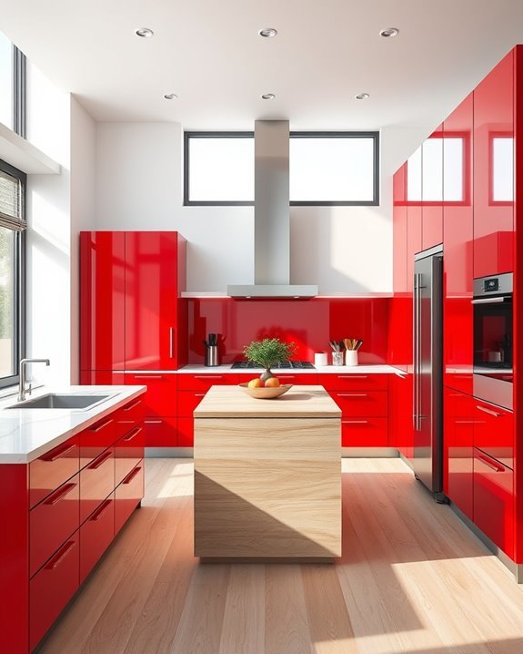 vibrant red kitchen accents