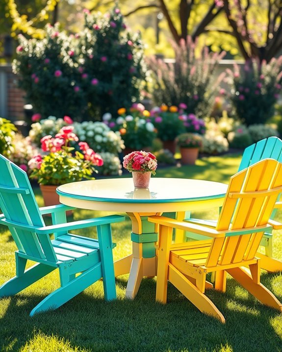 vibrant resin table seating