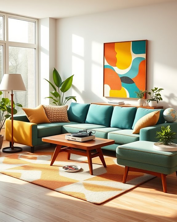 vibrant retro inspired living room