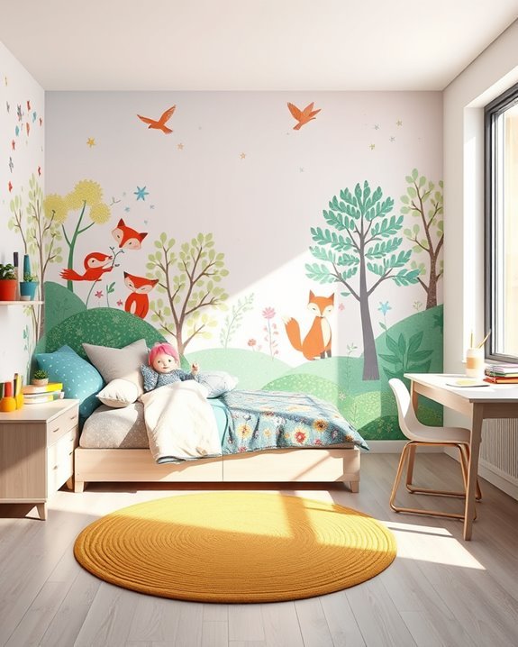 vibrant shared room murals