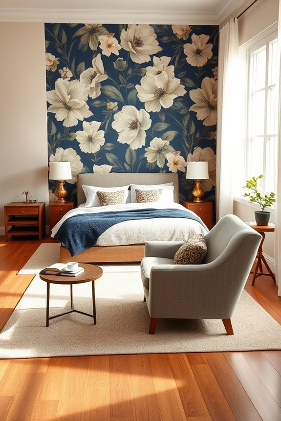 vibrant statement bedroom wallpaper