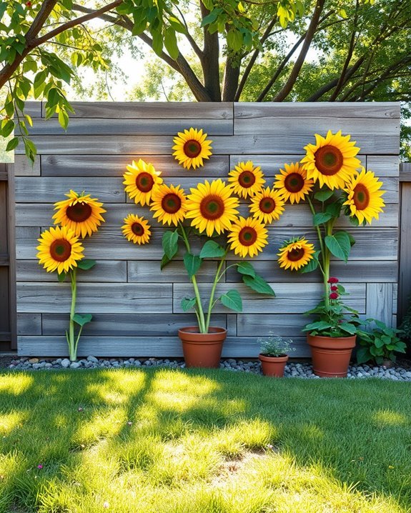 vibrant sunflower wall creation