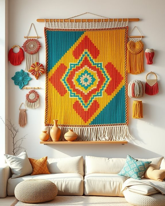 vibrant textile wall art