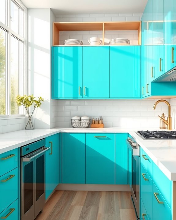 vibrant turquoise kitchen transformation