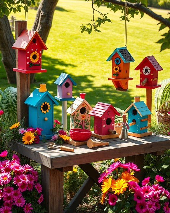 vibrant whimsical birdhouse designs