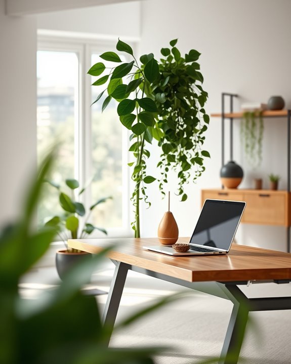 vibrant workspace with greenery
