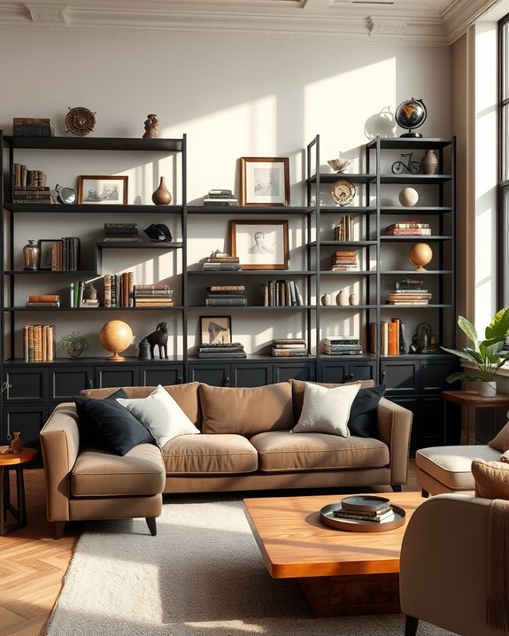 vintage black shelf styling