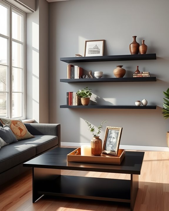 vintage black shelves charm