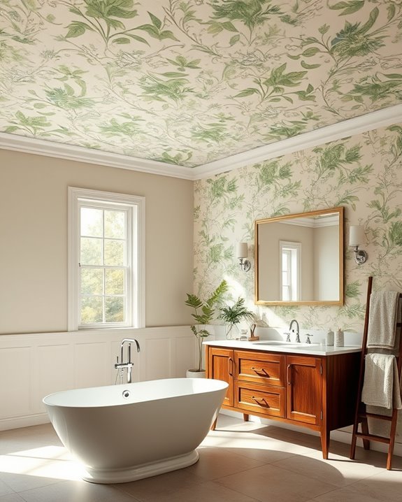 wallpapered ceiling design ideas