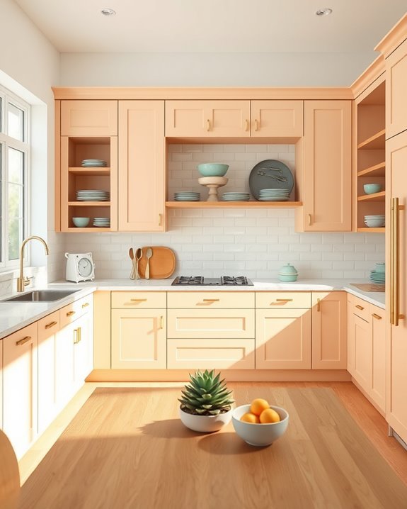 warm peach and cream kitchen