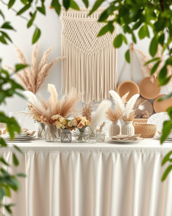 whimsical feather decorations enhance
