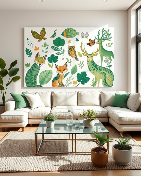 whimsical green animal decor