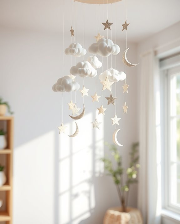 whimsical paper art mobile