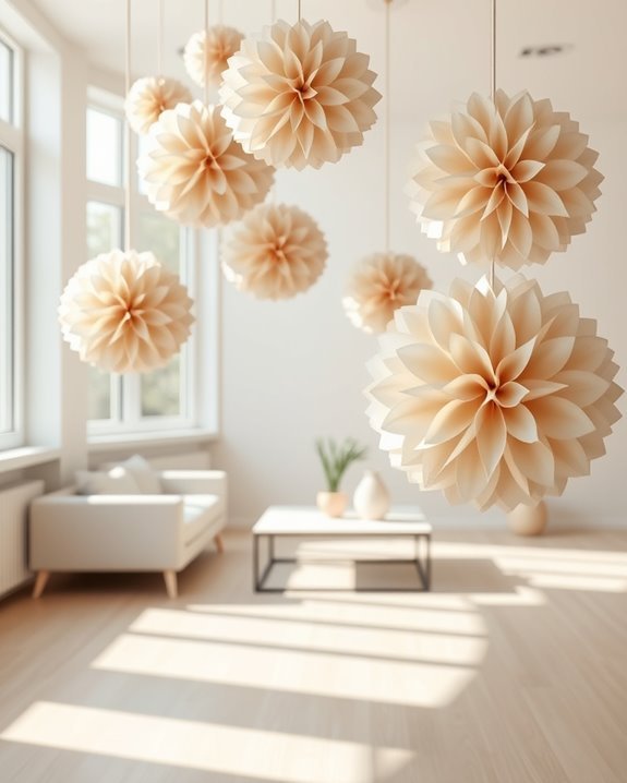 whimsical paper pom poms