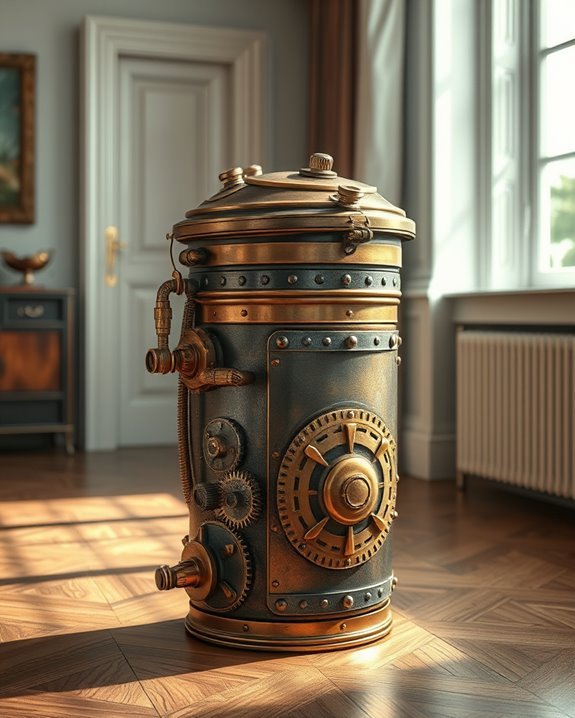 whimsical steampunk waste disposal